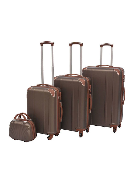 vidaXL Hard Brown Suitcases Max Height 76cm Wit...