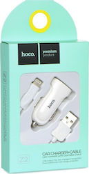 Hoco Car Charger White Z2 Total Intensity 1.5A with a Port USB with Cable Lightning