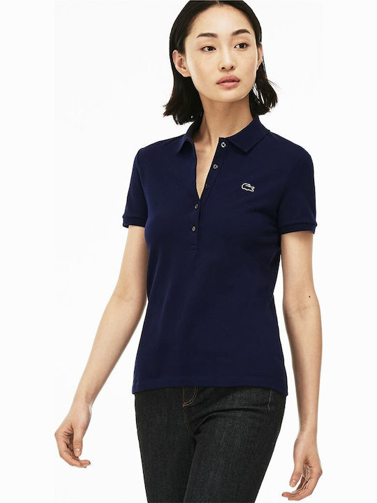 Damen Polo Bluse Kurzarm Marineblau