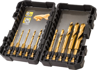 Dewalt Set of 10 HSS-TiN Drills Titanium with Hexagonal Shank for Metal