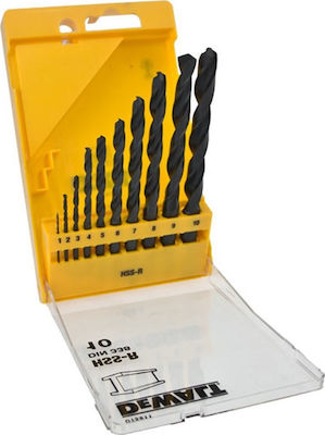 Dewalt Set 10 HSS-R Burghie cu Tija Cilindrică pentru Metal