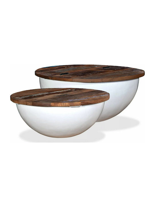 Round Solid Wood Coffee Table Natural L60xW60xH27cm