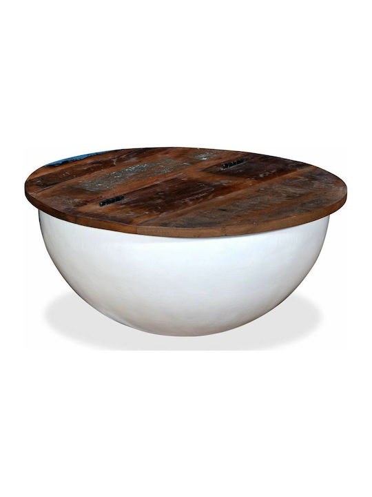 Round Solid Wood Coffee Table White L60xW60xH27cm