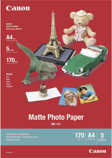 Canon MP-101 Photo Paper Matte A4 (21x30) 170gr/m² for Printers Inkjet 5 Sheets