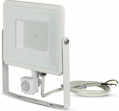 V-TAC Wasserdicht LED Flutlicht 50W Warmes Weiß 3000K mit Bewegungssensor IP65