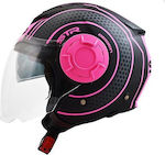 STR TRON Tron Black Matt-Pink Motorradhelm Jet ...