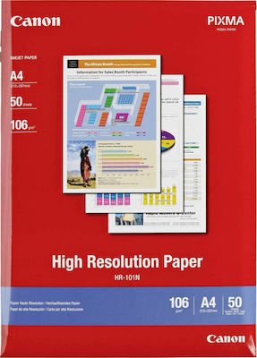 Canon HR-101N Photo Paper High Resolution A4 (21x30) 106gr/m² for Inkjet Printers 50 Sheets