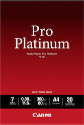 Canon PT-101 Φωτογραφικό Χαρτί Pro Platinum A4 (21x30) 300gr/m² για Εκτυπωτές Inkjet 20 Φύλλα