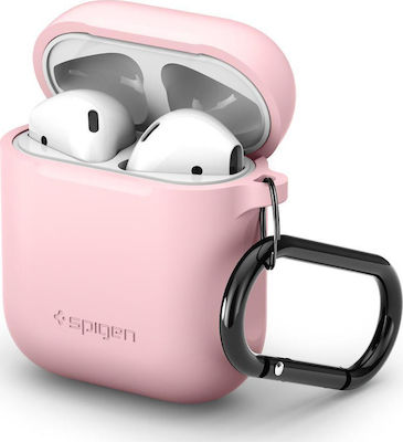 Spigen Silicone Case Θήκη Σιλικόνης με Γάντζο σε Ροζ χρώμα για Apple AirPods