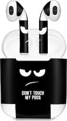 KWmobile Don't Touch My Autocolante în culoarea Negru pentru Apple AirPods 1 / AirPods 2