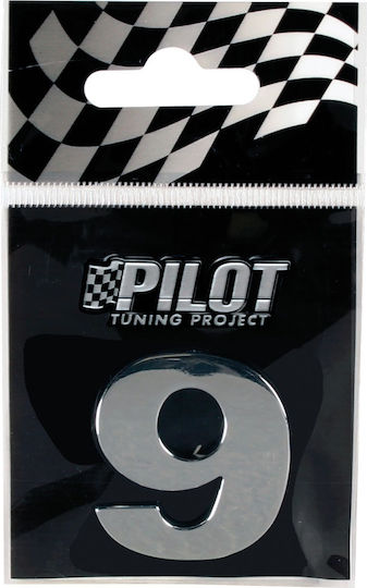 Lampa Car Number Stickers "9" 2.8cm in Silver Color 1pcs