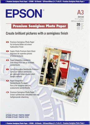 Epson Premium Semi Gloss Hârtie foto A3 251gr/m² pentru Imprimante Jet de cerneală 20 de hârtie fotografică