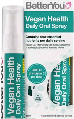 BetterYou Vegan Health Daily Oral Spray Vitamin for Immune System Boost Mixed Berries 25ml