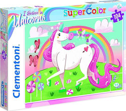 Kids Puzzle Supercolor I Believe In Unicorns for 6++ Years 104pcs Clementoni