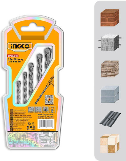 Ingco Set of 5 Diamond Drills for Masonry