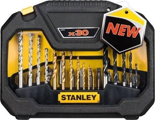 Stanley Set of 30 Drills Titanium with Cylindrical Shank for Wood και Metal