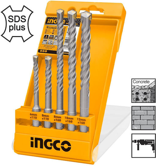 Ingco Set of 5 Drills with SDS Plus Shank for Masonry