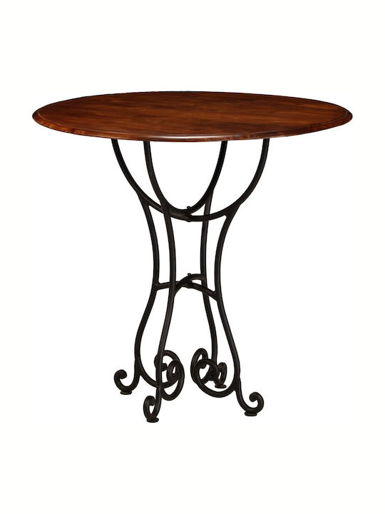 Dining Room Round Table Walnut 80x80x76cm