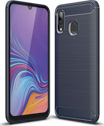 Hurtel Carbon Fiber Brushed Coperta din spate Silicon Albastru (Galaxy A40)