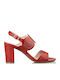 Envie Shoes Women's Sandals Red with Chunky Medium Heel