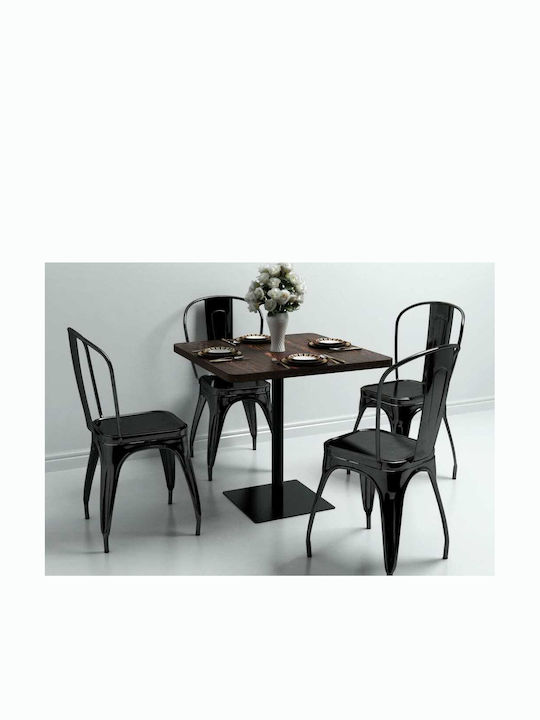 Square Table Tavern Wooden with Metal Frame Brown 80x80x75cm