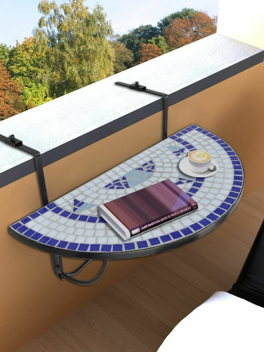 with Ceramic Surface and Metal Frame Blue 76x56x64cm