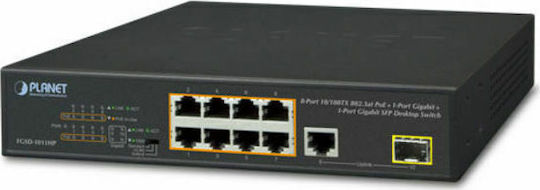 Planet FGSD-1011HP Unmanaged L2 PoE+ Switch με 9 Θύρες Gigabit (1Gbps) Ethernet και 1 SFP Θύρα