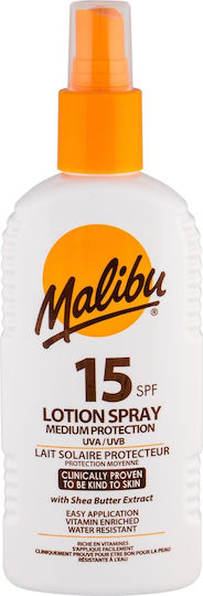 Malibu Αδιάβροχη Αντηλιακή Λοσιόν Σώματος SPF15 σε Spray 200ml