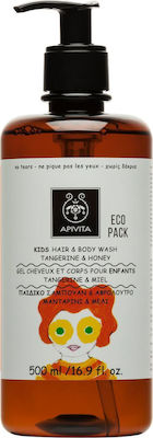 Apivita Eco Pack Kids Σαμπουάν & Αφρόλουτρο Μανταρίνι Μέλι 500ml