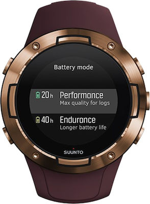 Suunto 5 Stainless Steel 46mm Waterproof Smartwatch with Heart Rate Monitor (Burgundy Copper)