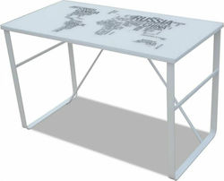 Glass Home Office Desk with Metal Legs White L120xW60xH75cm