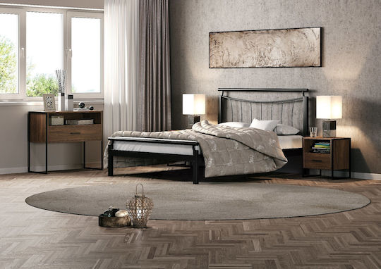 Χάρις Bett mit Stoff Schwarz für Matratzengröße 160x200cm