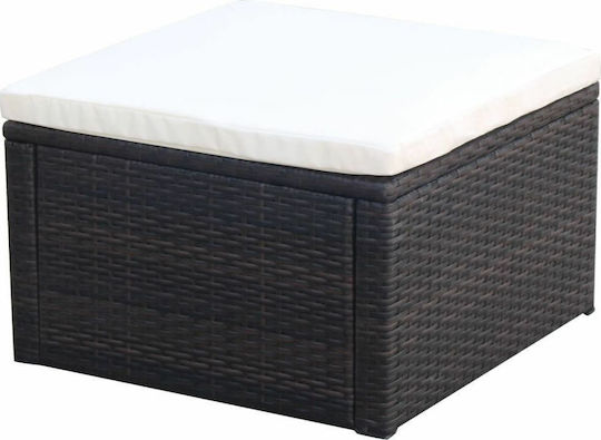Băncuță Cub Pentru Exterior Rattan Cu Pernă Neagră / Crem 53x53x30cm