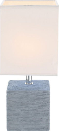Globo Lighting Ceramic Table Lamp for Socket E14 with White Shade and Gray Base