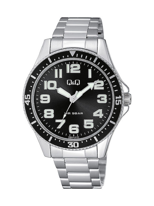 Q&Q Ceas Barbati 43mm Baterie cu Brățară Argintie din Metal