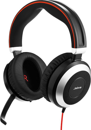 Jabra Evolve 80 UC Duo Over Ear Multimedia Ακουστικά με μικροφωνο και σύνδεση USB-A / 3.5mm Jack