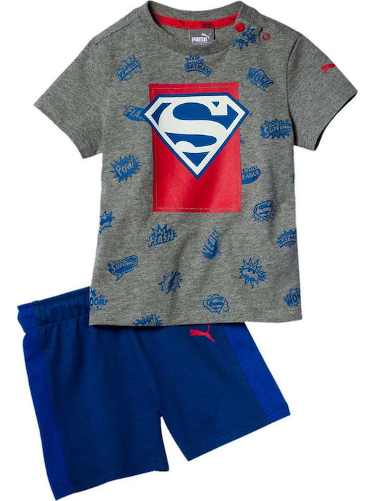 Puma Kinder Set mit Shorts Sommer 2Stück Gray Justice League Set