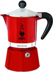 Bialetti Rainbow Stovetop Espresso Pot 3 Cups Red