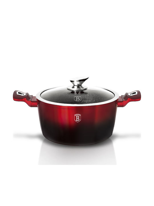 Berlinger Haus Metallic Line Deep Stockpot Made of Aluminum 6.1L / 28cm Black-Burgundy