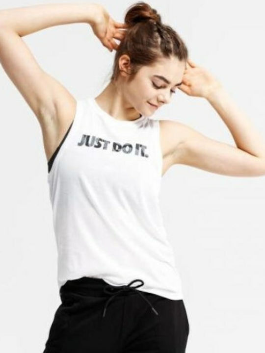 Nike Αμάνικη Γυναικεία Αθλητική Μπλούζα σε Λευκό χρώμα