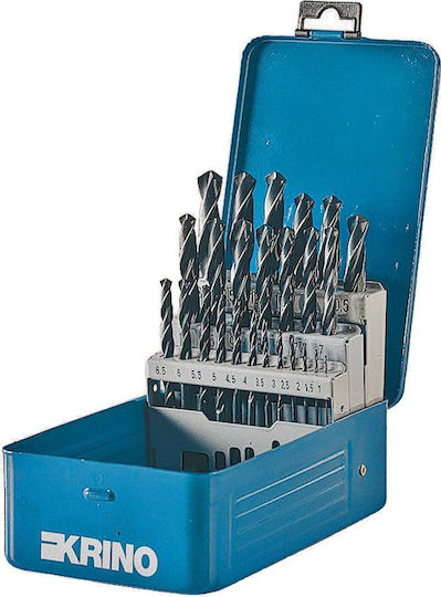 Krino Set of 25 Drills with Cylindrical Shank for Metal