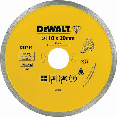 Dewalt Δίσκος Κοπής Πλακιδίων Διαμαντέ 110x20x1.6mm DT3714