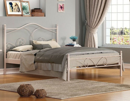 Dream Double Bed Upholstered with Fabric Ecru for Mattress 160x200cm