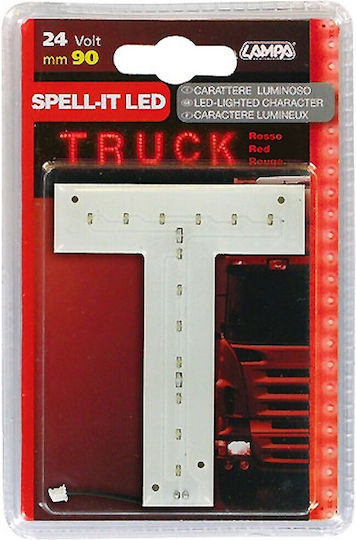 Lampa Spell-It Led 24V/90mm Red T Car LED Sign 24V Red