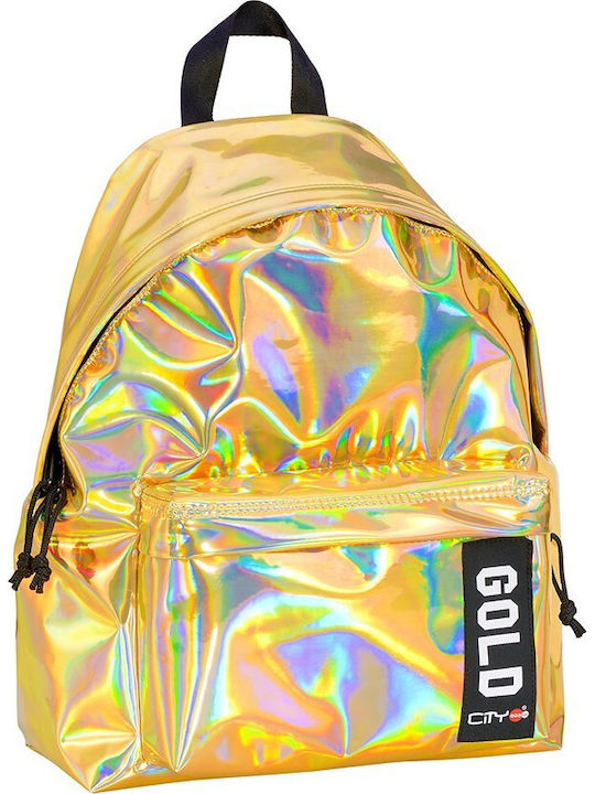 Lyc Sac The Drop Trendy Gold Mirror School Bag Backpack Junior High-High School in Gold color 24lt