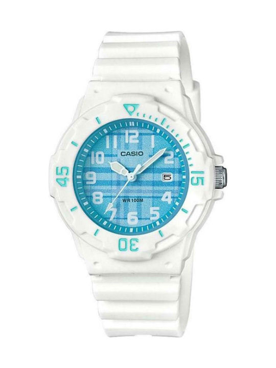 Casio Watch with White Rubber Strap