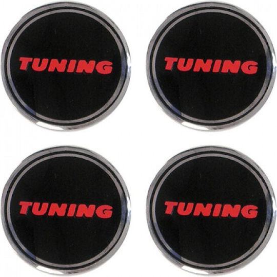 Americat Car Stickers 6 x 6cm for Car Rims in Black Colour 4 Pieces AUT.TUNINGM-TR