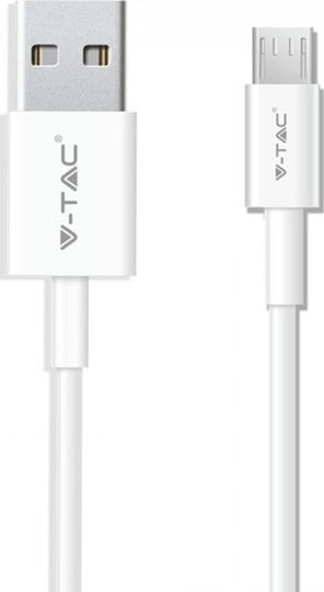 V-TAC Pearl Regulat USB 2.0 spre micro USB Cablu Alb 1m (8480) 1buc