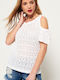 Superdry Little Bay Women's Summer Blouse Off-Shoulder Short Sleeve White