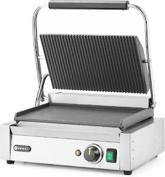 Hendi Pannini Commercial Sandwich Maker with Ribbed Top and Flat Bottom 2200W